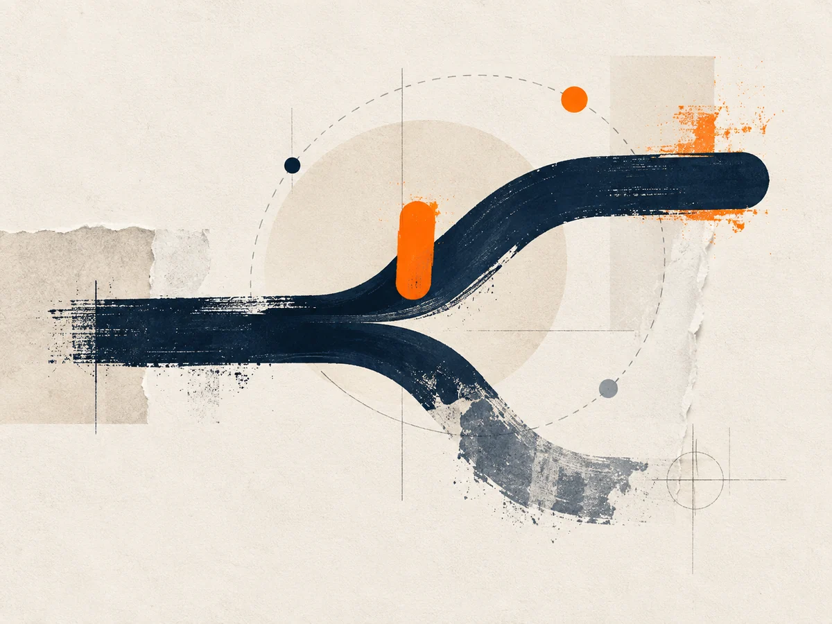 Illustration abstraite d’un choix stratégique avec plusieurs trajectoires