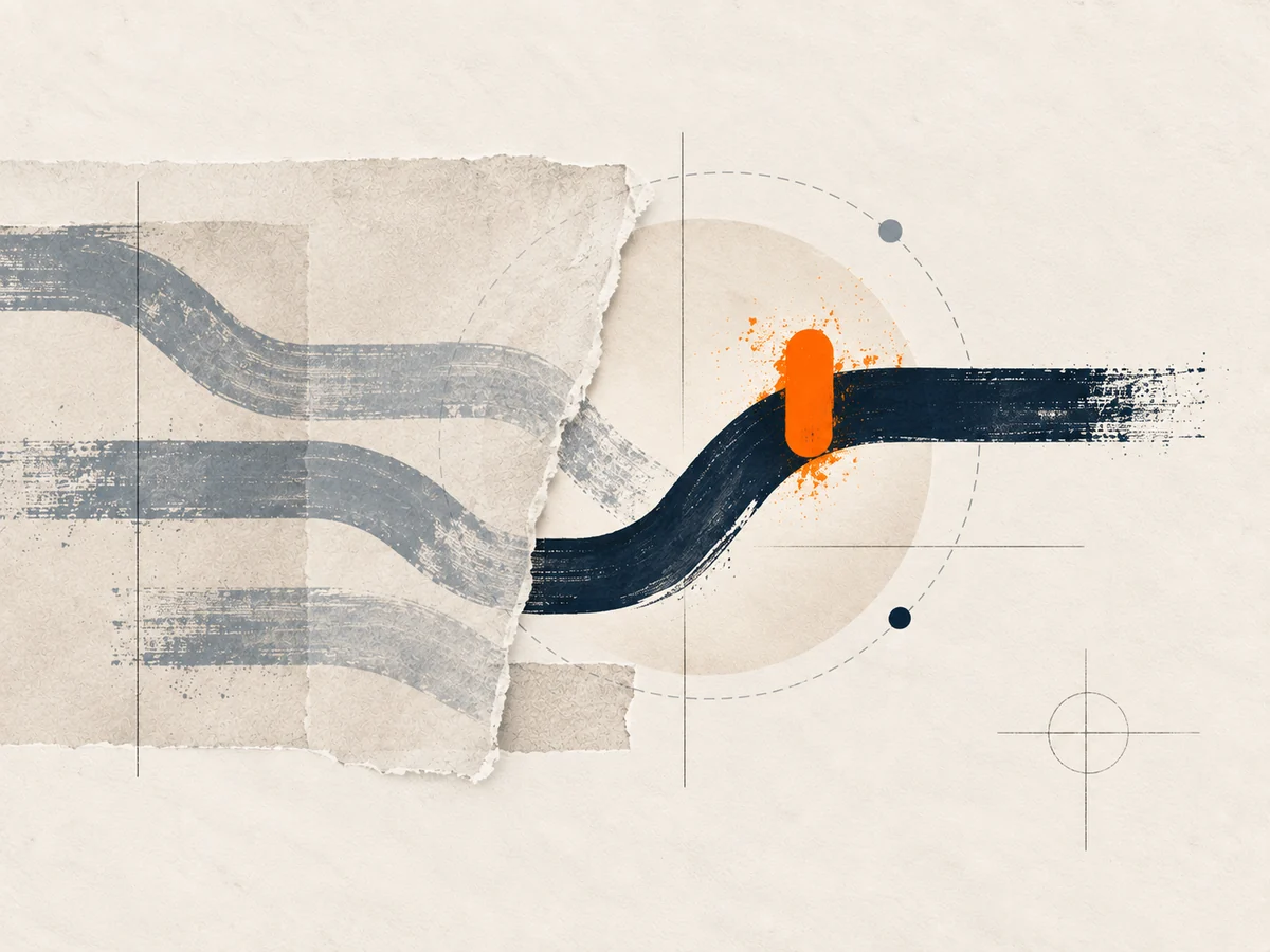 Illustration abstraite d’un signal prioritaire qui émerge d’une situation complexe